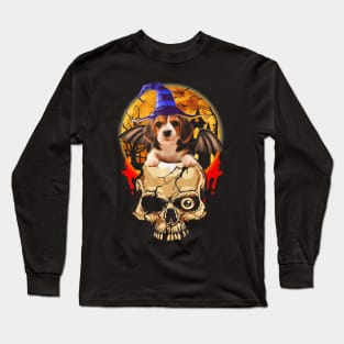 Skull With Beagle Halloween Awesome Shirt Halloween 2019 Long Sleeve T-Shirt